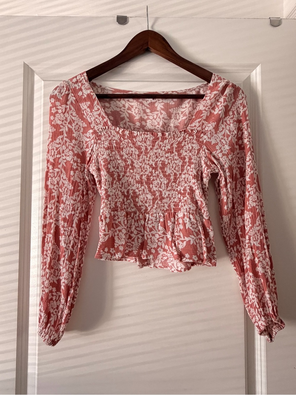 Floral Smocked Square-Neck Top